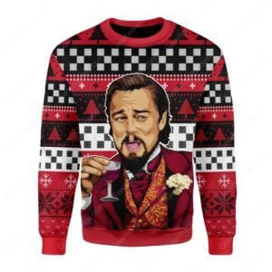 Laughing Leonardo Dicaprio Meme For Unisex Ugly Christmas Sweater Adult 3D Funny Matching for family