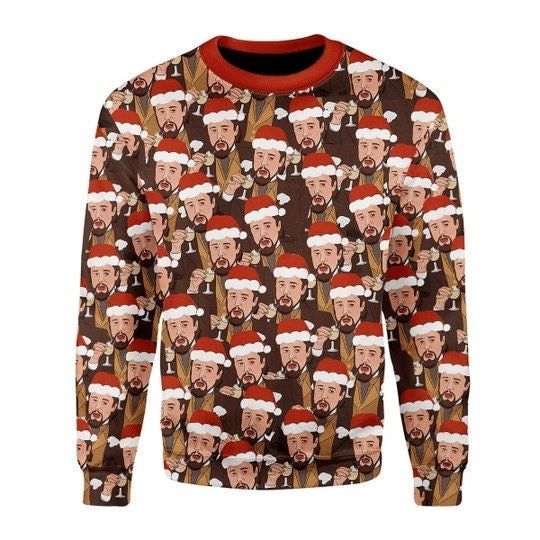 Laughing Leonardo DiCaprio Meme Ugly Christmas Sweater, Funny Christmas Ugly Sweater - Image 2