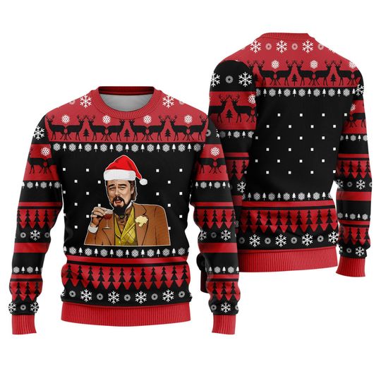 Laughing Leonardo DiCaprio Meme Ugly Christmas Sweater, Funny Christmas Ugly Sweater - Image 4