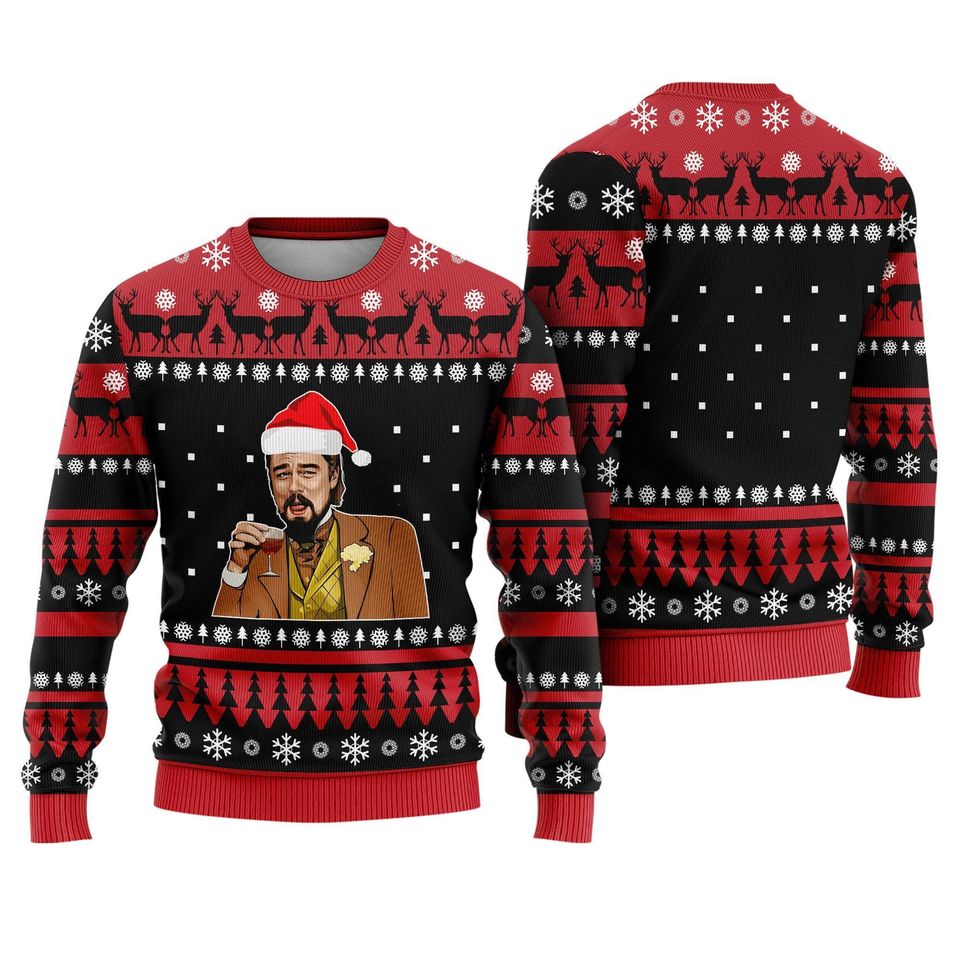 Laughing Leonardo DiCaprio Meme Ugly Christmas Sweater, Funny Christmas Ugly Sweater