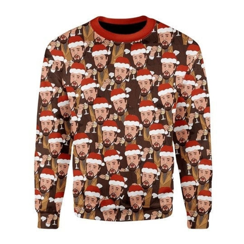 Laughing Leonardo DiCaprio Meme Ugly Christmas Sweater, Funny Christmas Ugly Sweater