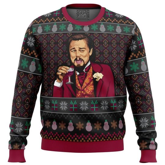 Laughing Leonardo DiCaprio Meme Ugly Christmas Sweater, Funny Christmas Ugly Sweater - Image 5