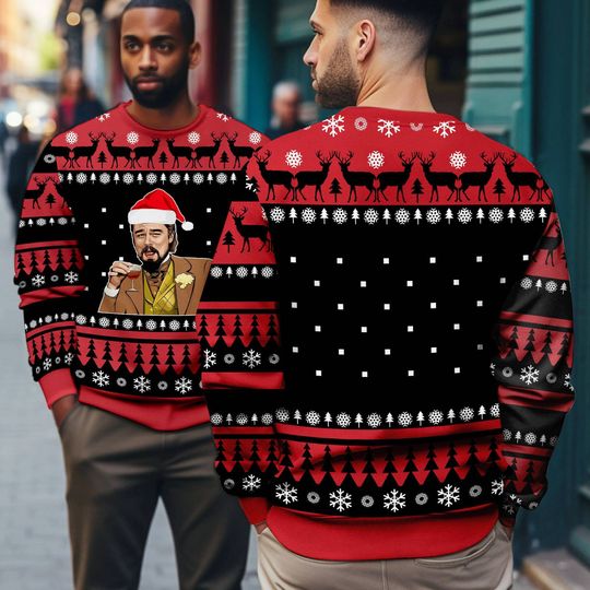 Laughing Leonardo DiCaprio Meme Ugly Christmas Sweater, Funny Christmas Ugly Sweater - Image 5
