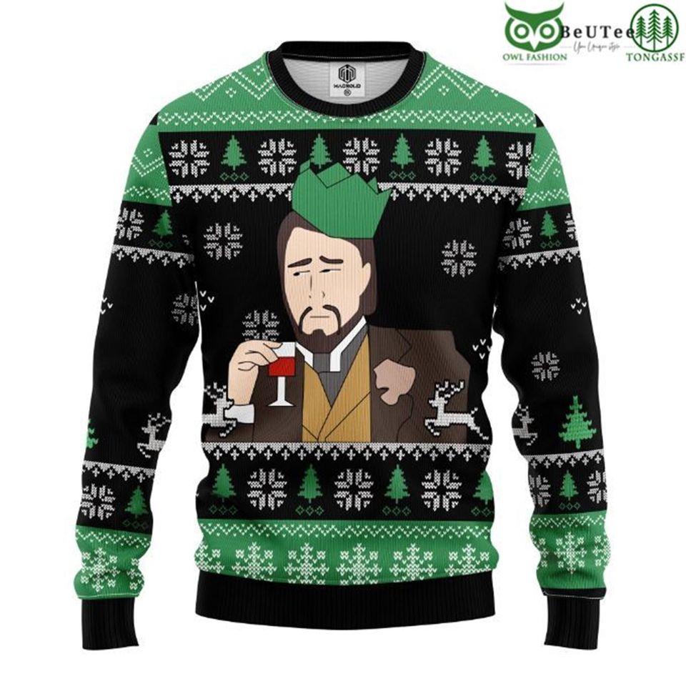 Laughing Leonardo DiCaprio Meme Ugly Christmas Sweater, Funny Christmas Ugly Sweater