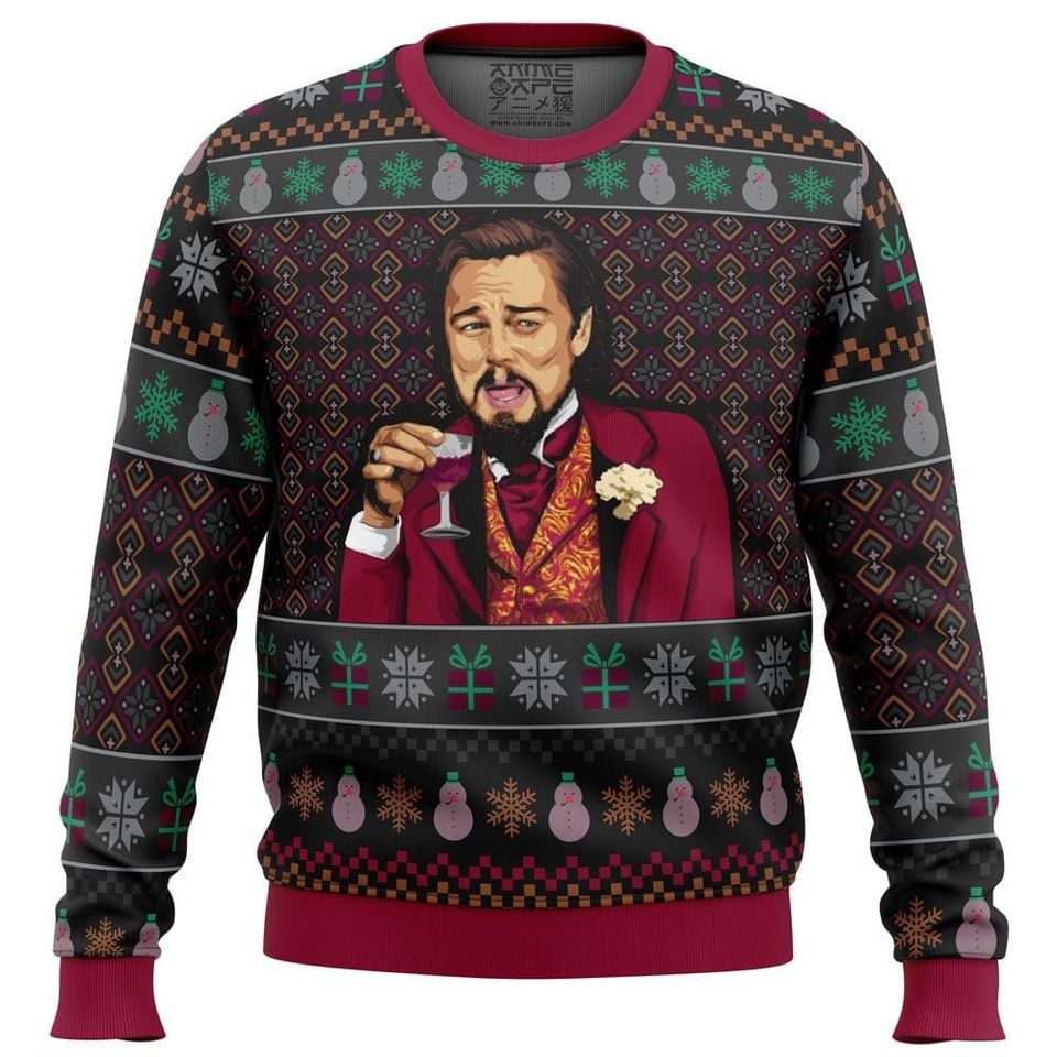 Laughing Leonardo DiCaprio Meme Ugly Christmas Sweater, Funny Christmas Ugly Sweater