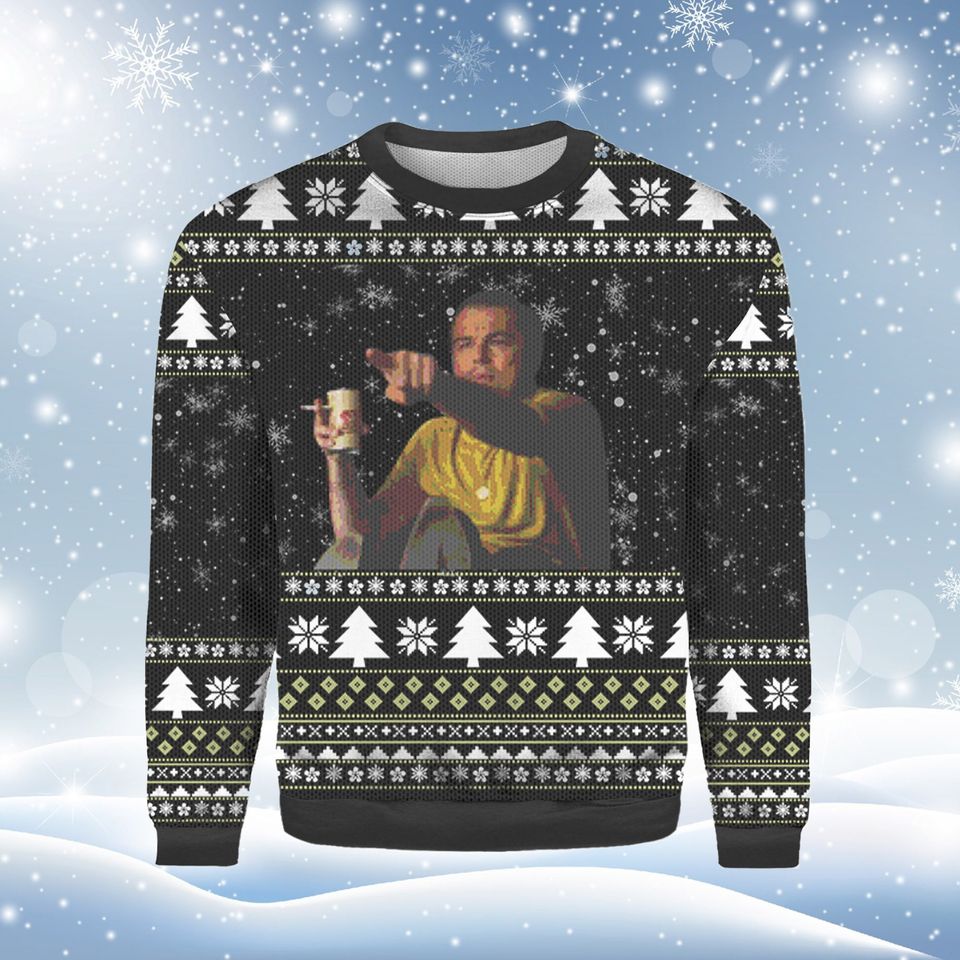 Laughing Leonardo DiCaprio Ugly Christmas Sweater