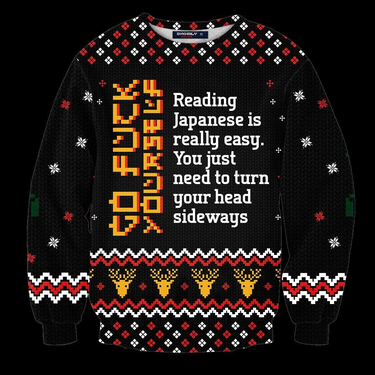 Learn Japanese Ugly Christmas Sweater Adult 3D Funny Matching for family