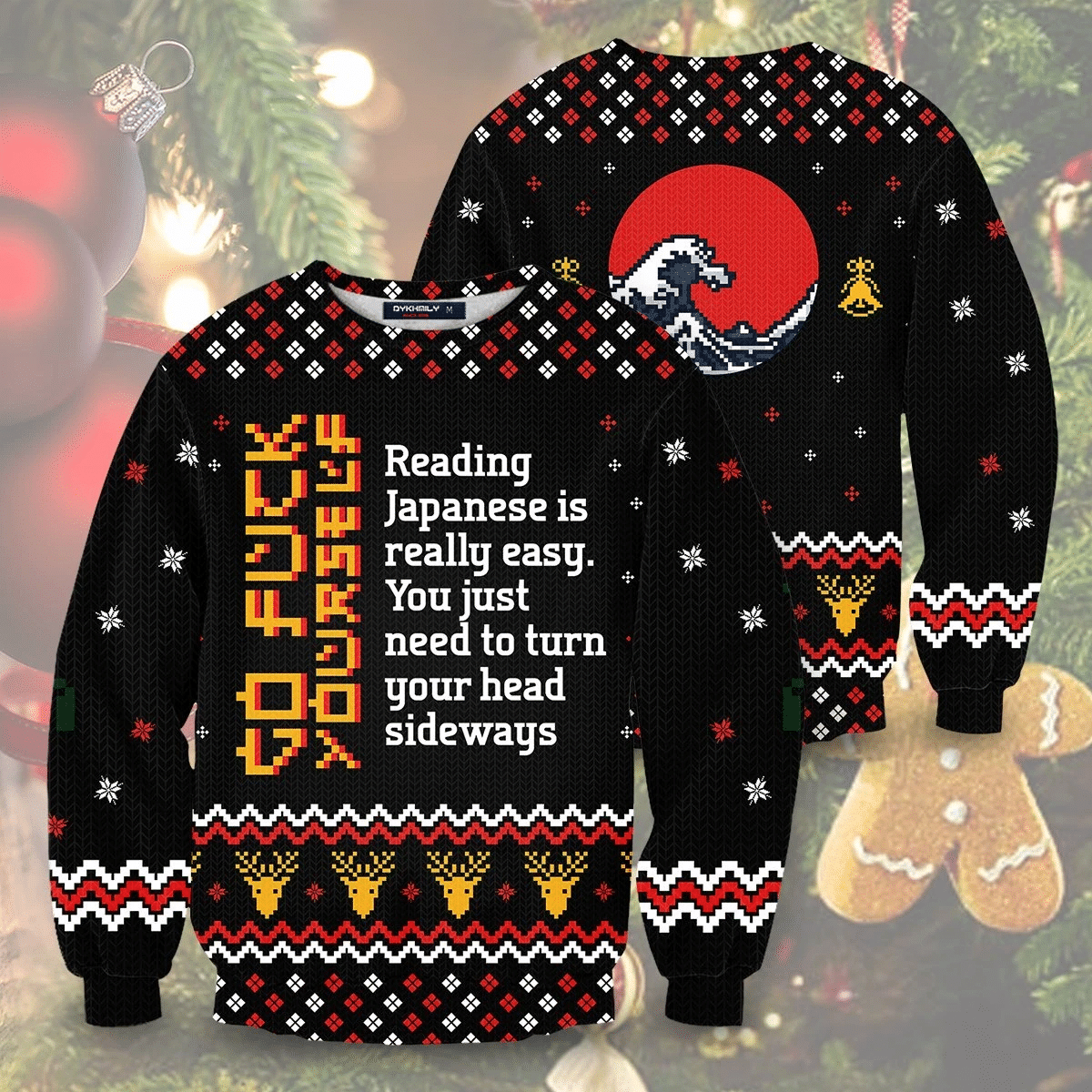 Learn Japanese Ugly Christmas Sweater Adult 3D Funny Matching for family