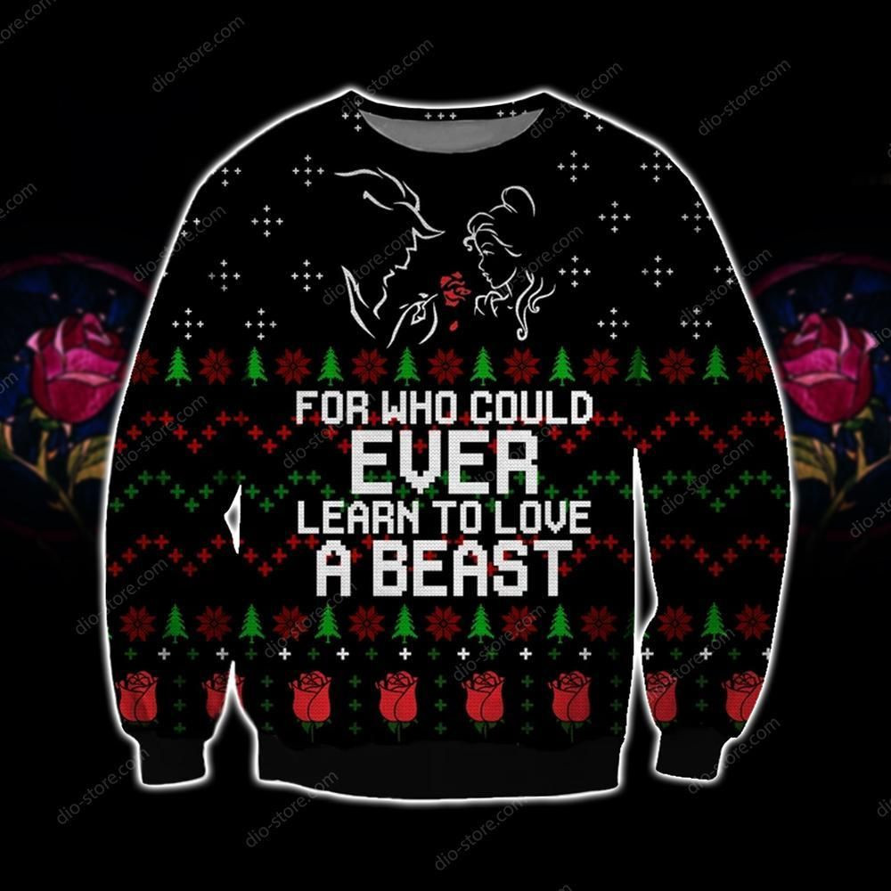 Learn To Love A Beast Knitting Pattern For Unisex Ugly Christmas Sweater Adult 3D Funny Matching for family