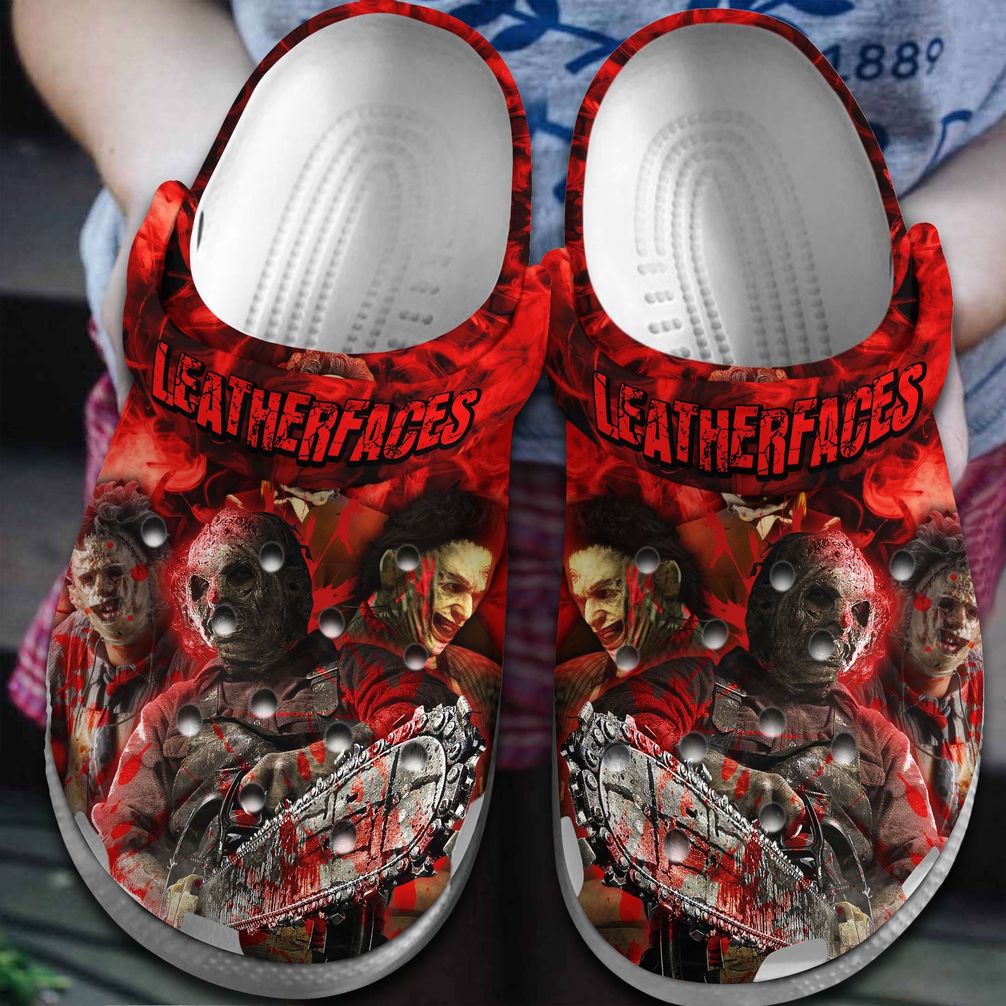 Leatherface Movie Halloween Crocs Crocband Clogs Shoes Comfortable For Men Women and Kids