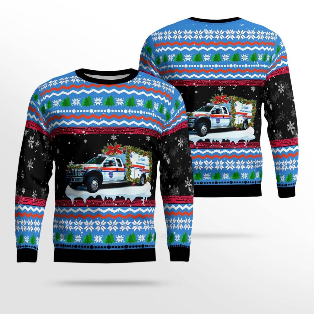 Lee County Emergency Medical Services Florida Paramedic Unit 8 Ford F450 Christmas Sweater Xmas Unisex Sweater Christmas Gifts For Men Women