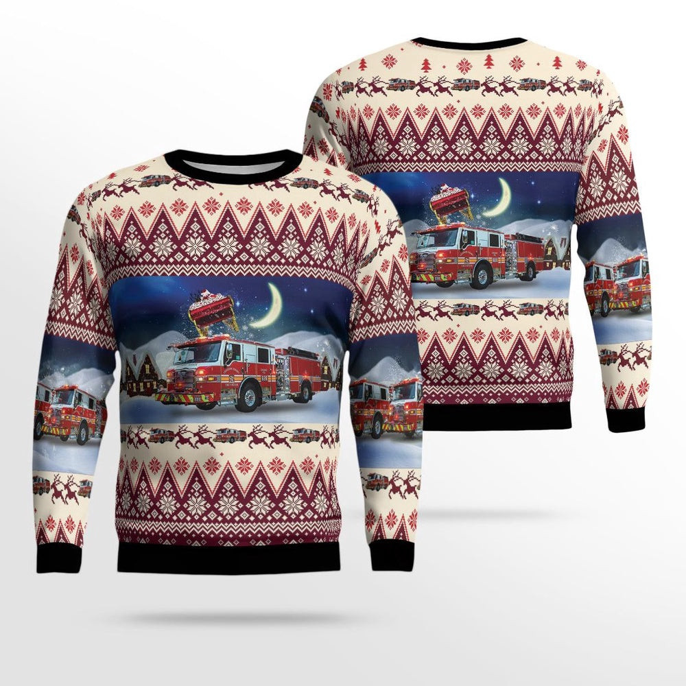 Leesburg Virginia Loudoun County Fire and Rescue AOP Ugly Sweater Xmas Unisex Sweater Christmas Gifts For Men Women