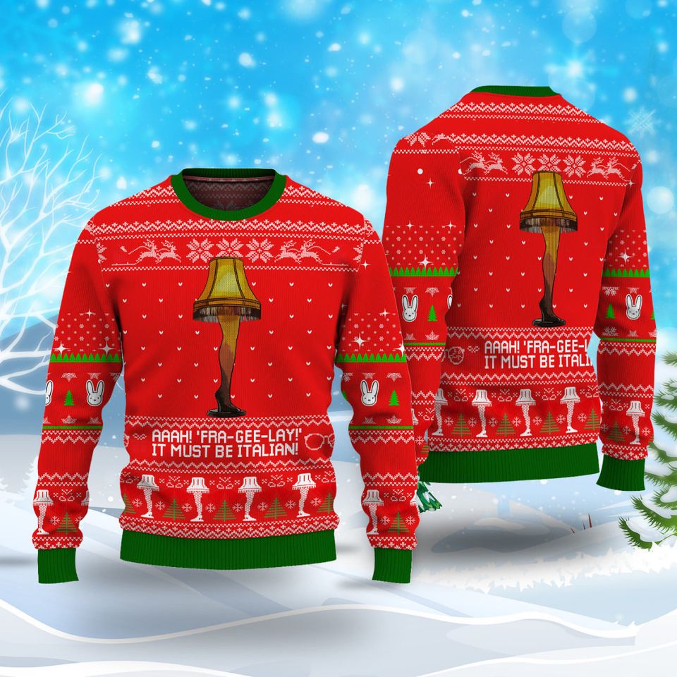 Leg Lamp Ugly Christmas Sweater, It Must Be Italian Xmas 3D Sweater, Christmas Gift