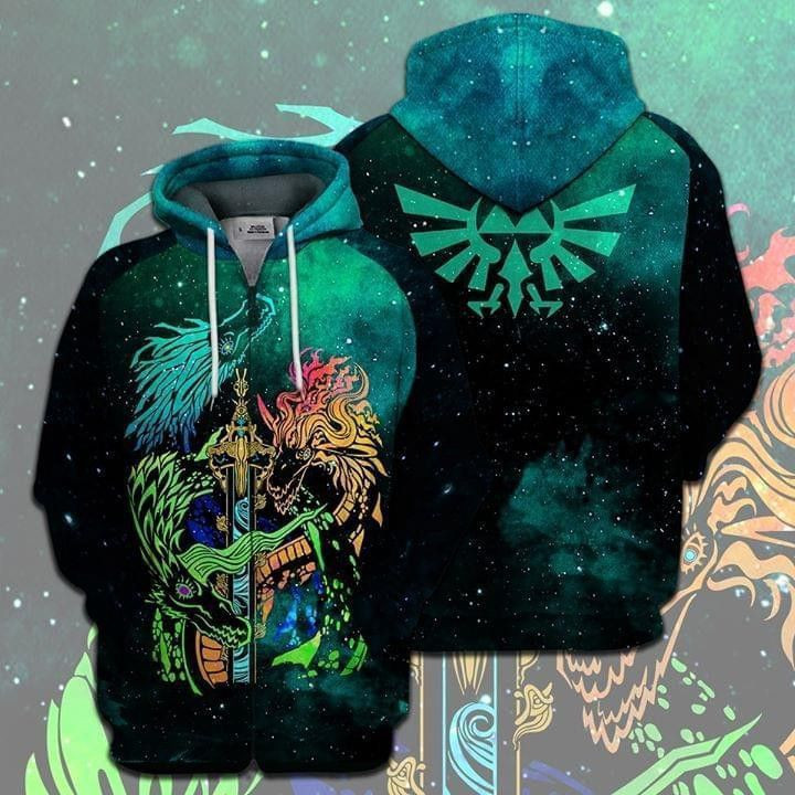 Legend Of Zelda Dragon 3D All Over Print Hoodie, Zip Hoodie