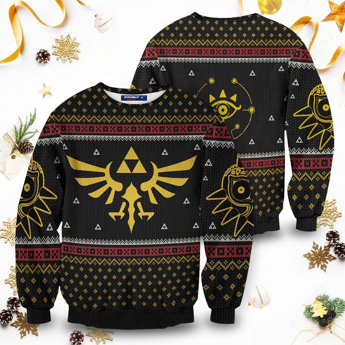 Legend Of Zelda Triforce Ugly Christmas Sweater Adult 3D Funny Matching for family