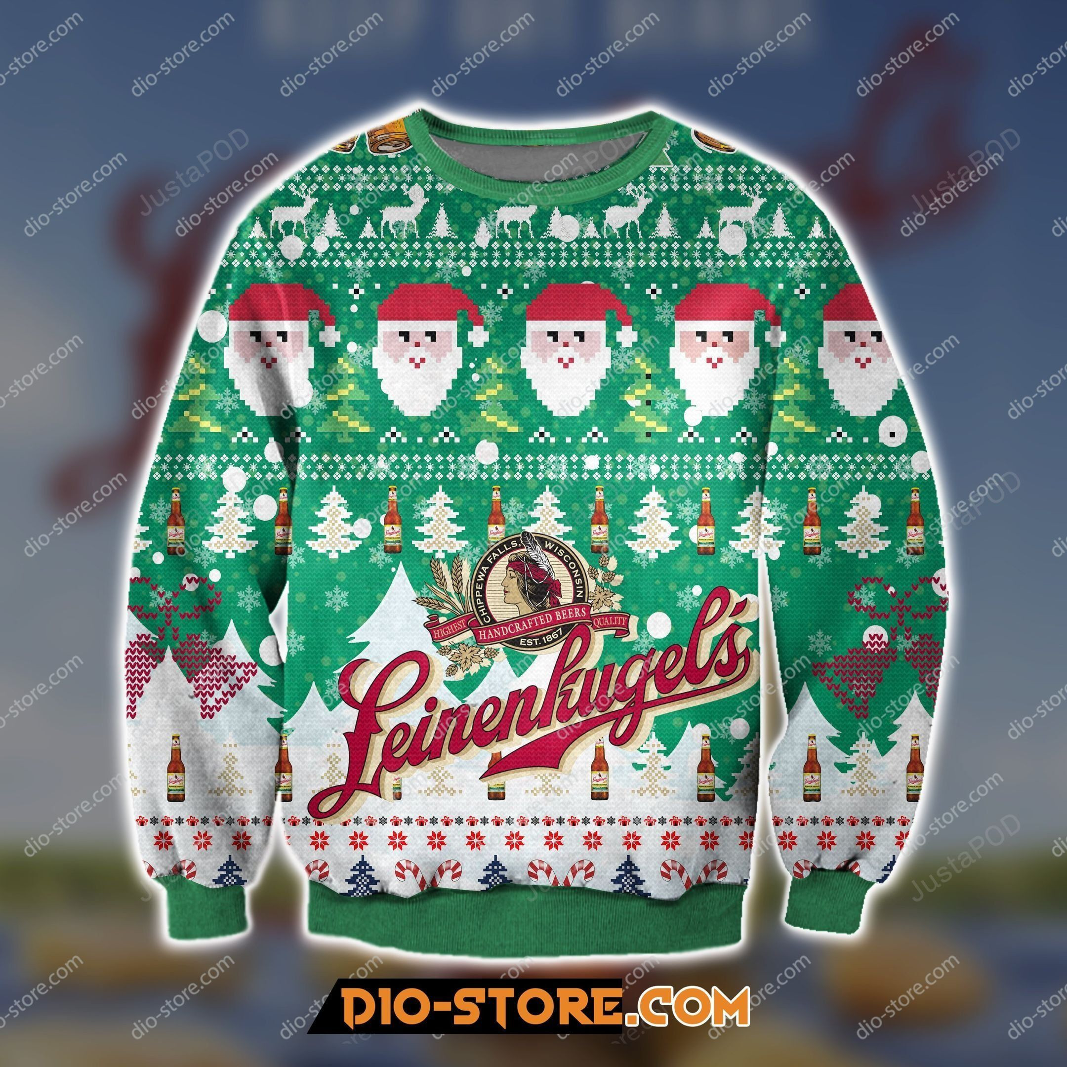 Leinenkugels Beer Knitting Pattern Ugly Christmas Sweater Adult 3D Funny Matching for family