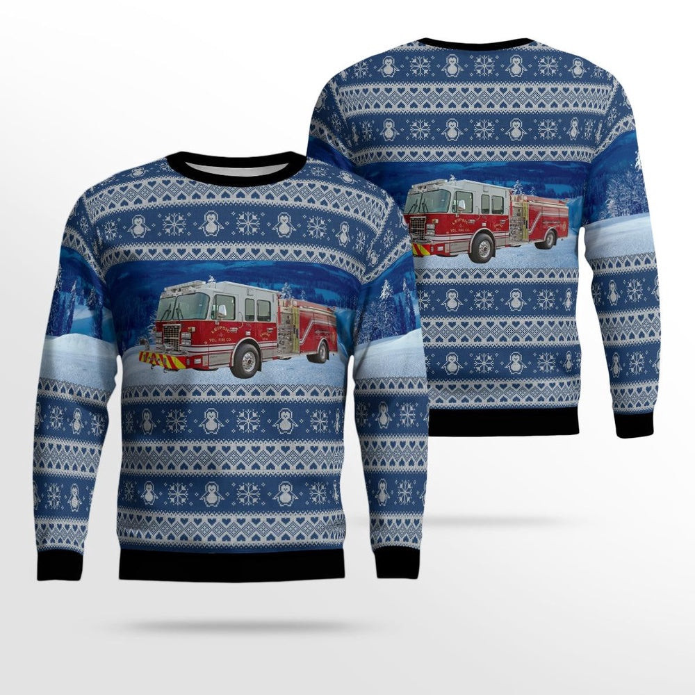 Leipsic Vol Fire Company Leipsic Delaware Christmas AOP Ugly Sweater Xmas Unisex Sweater Christmas Gifts For Men Women