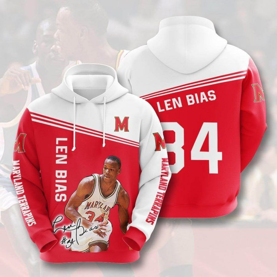 Len Bias 34 Maryland Terrapins 3D All Over Print Hoodie, Zip Hoodie