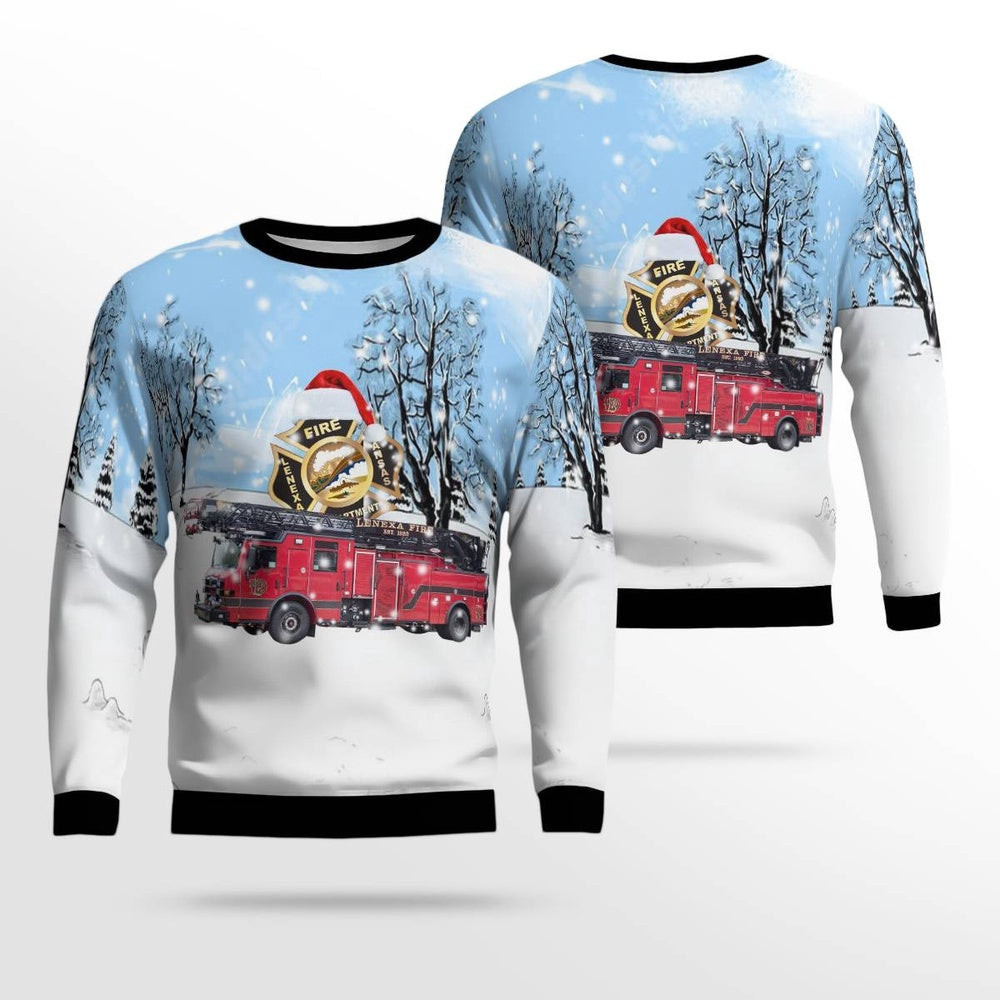 Lenexa Kansas Lenexa Fire Department Christmas AOP Ugly Sweater Xmas Unisex Sweater Christmas Gifts For Men Women
