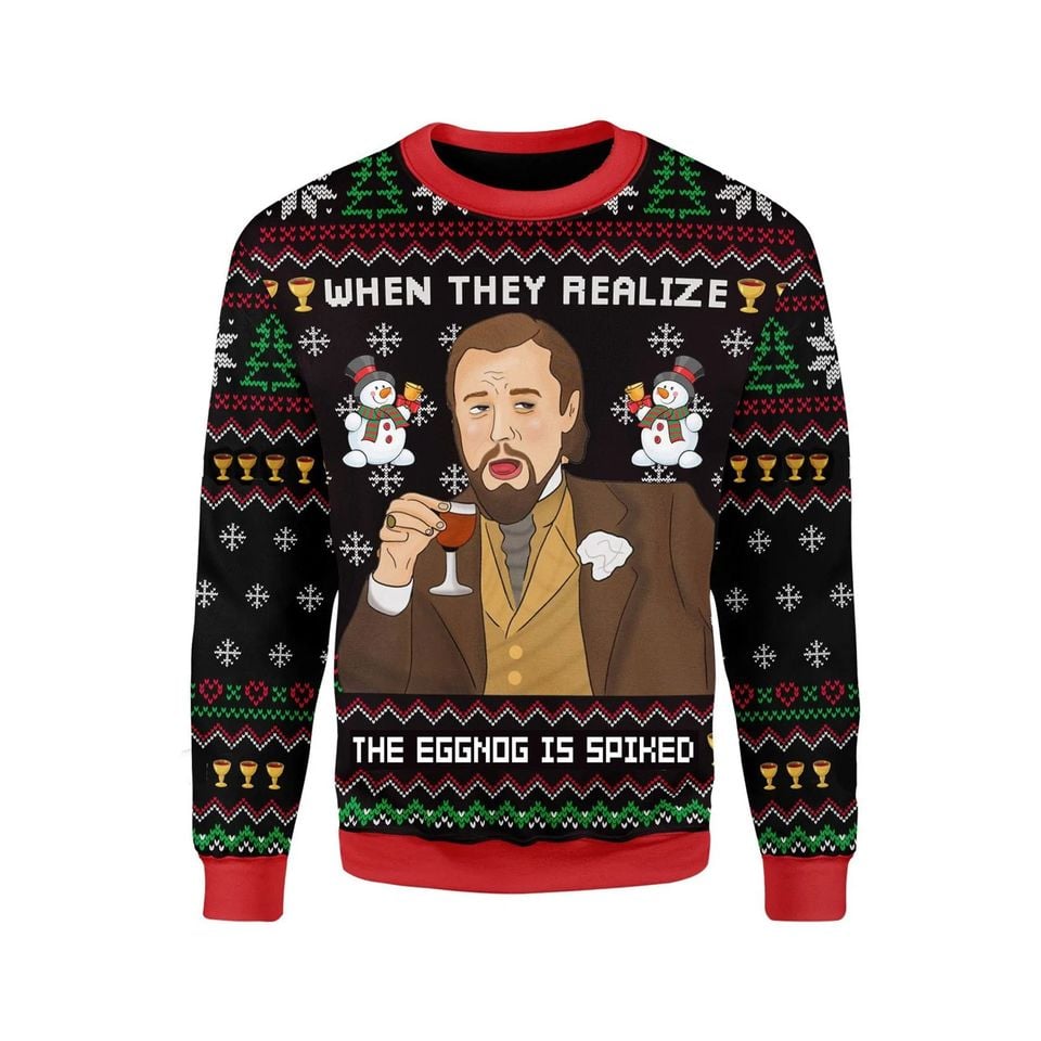 Leo Laughing Meme Dicardo 3D Ugly Christmas 3D Sweater