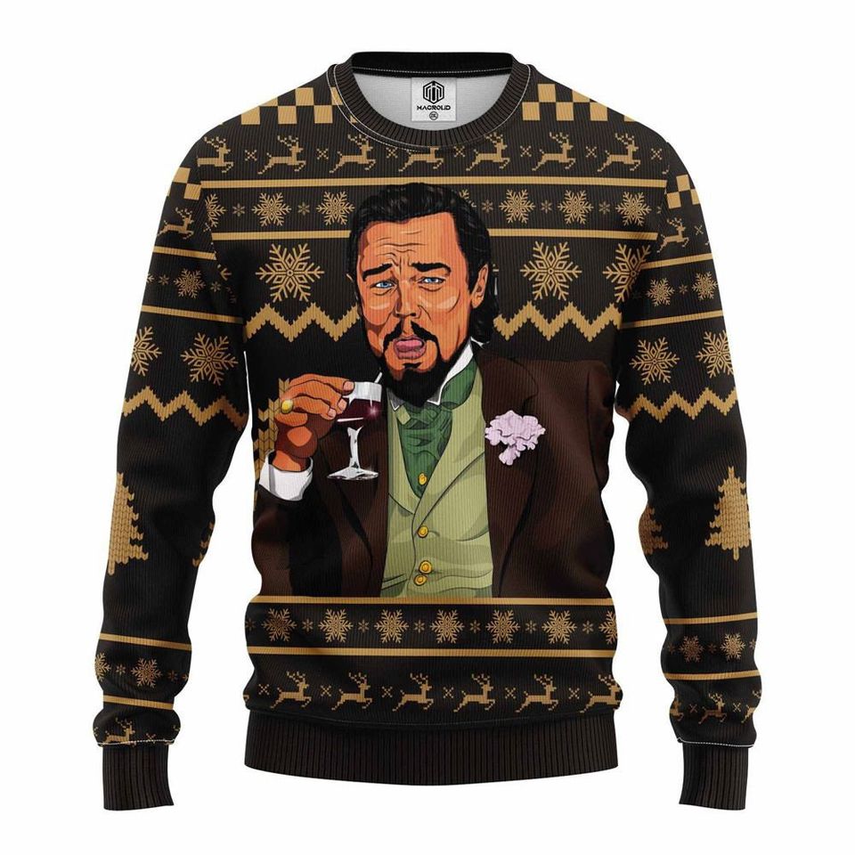 Leo Meme Funny Ugly Christmas Sweater, Leo Meme Ugly Sweater Knitted