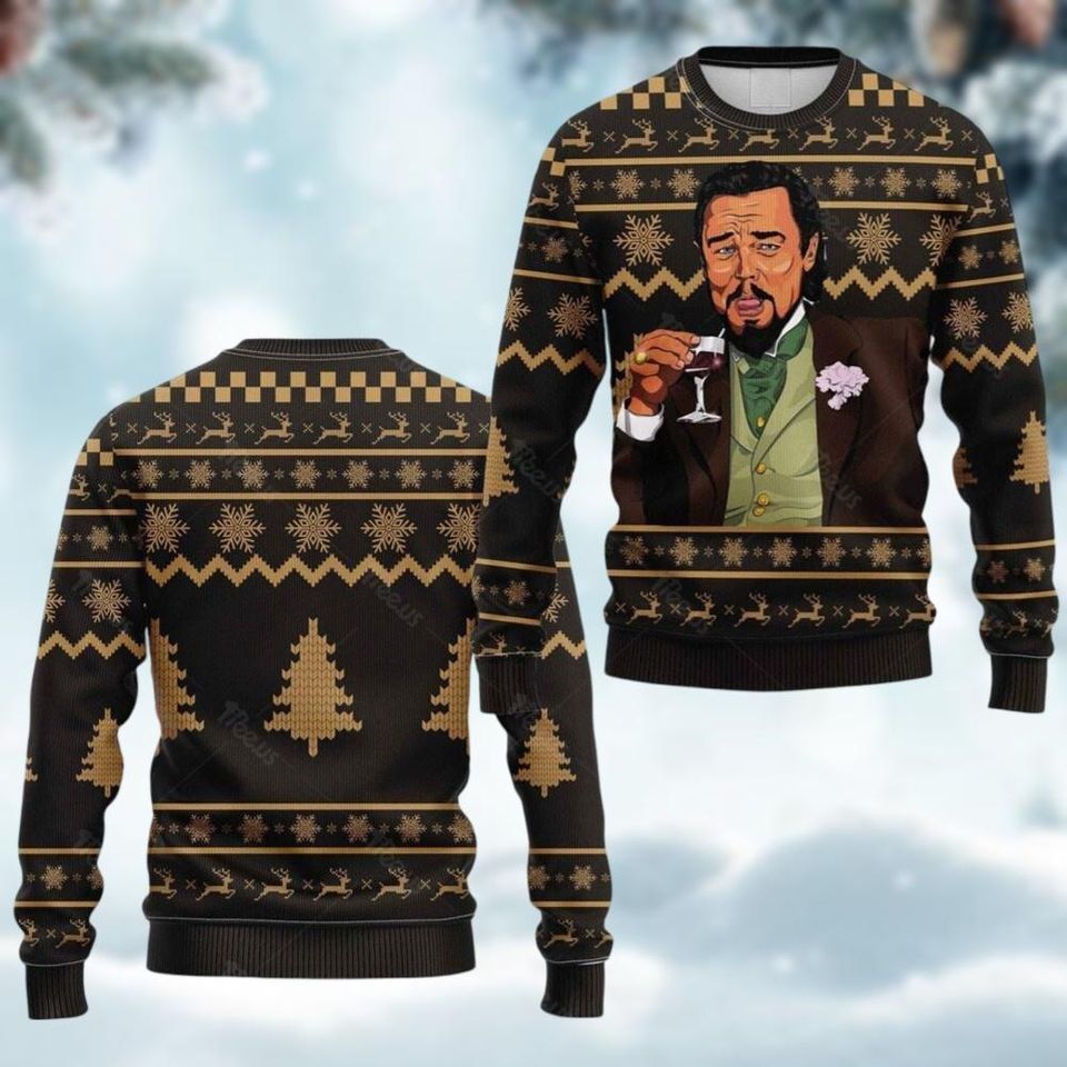 Leo Meme Ugly Xmas Sweater, Leonardo Dicaprio Laughing Christmas Sweater