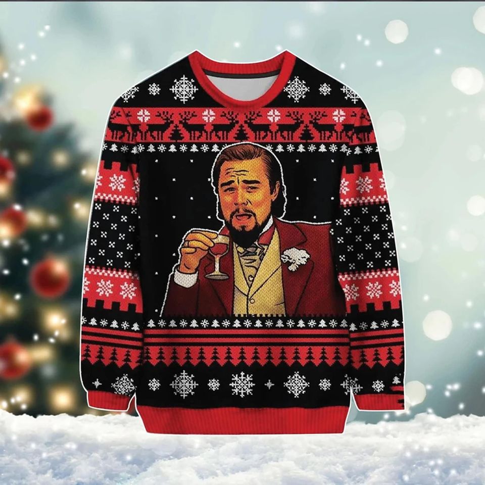 Leo-nardo Dica-prio Laughing Meme Ugly Xmas Sweater, Leo Meme All Over Print