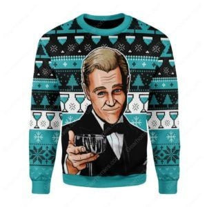 Leonardo Dicaprio Holding Wine Glass Meme For Unisex Ugly Christmas Sweater Adult 3D Funny Matching for family