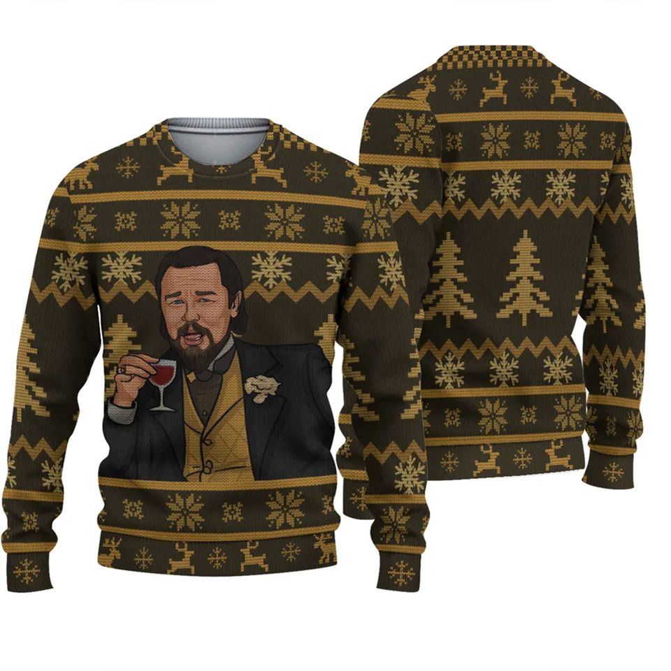 Leonardo DiCaprio Laughing Meme Christmas Knitted Ugly 3D Sweater