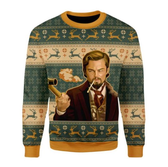 Leonardo Dicaprio Meme Ugly Sweater Christmas | Leo Dicaprio Christmas Sweatshirt - Image 3