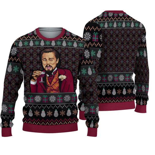Leonardo DiCaprio Ugly Christmas Sweater, Leonardo DiCaprio Meme Xmas 3D Sweater - Image 2