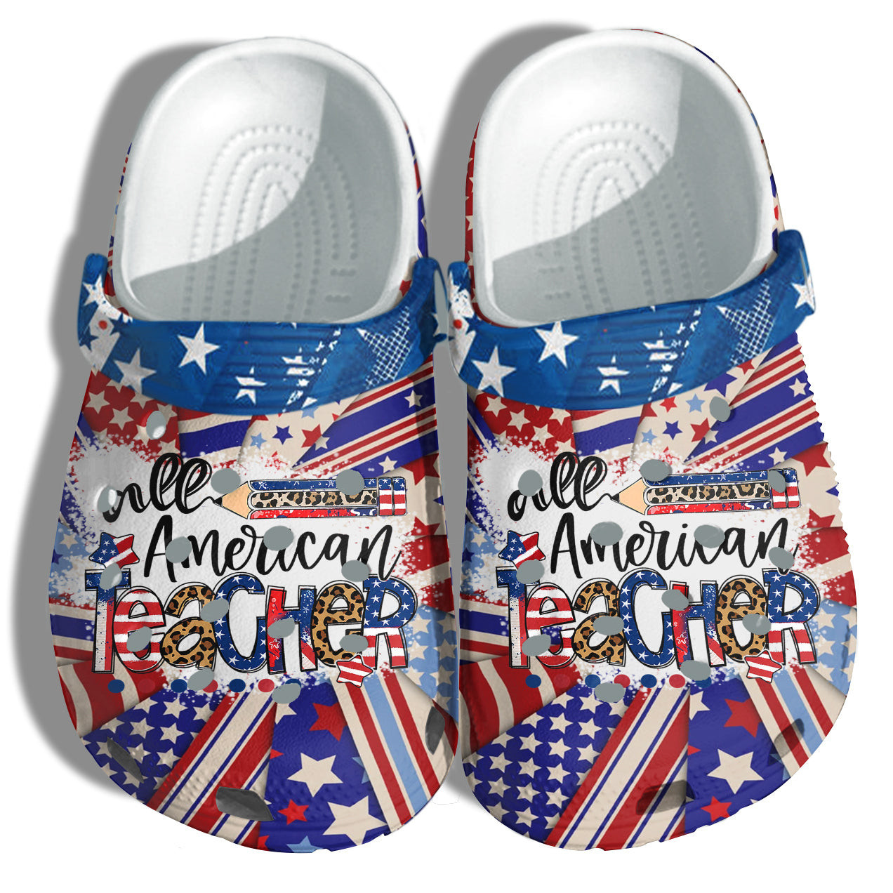 Leopard All American Teacher America Flag Shoes Gift Women - School Students Class 4Th Of July Shoes Birthday Gift