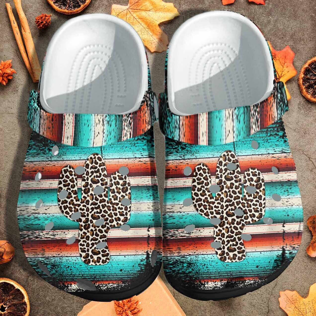 Leopard Cactus Serape Cactus Leopard Turquoise Shoes Clogs