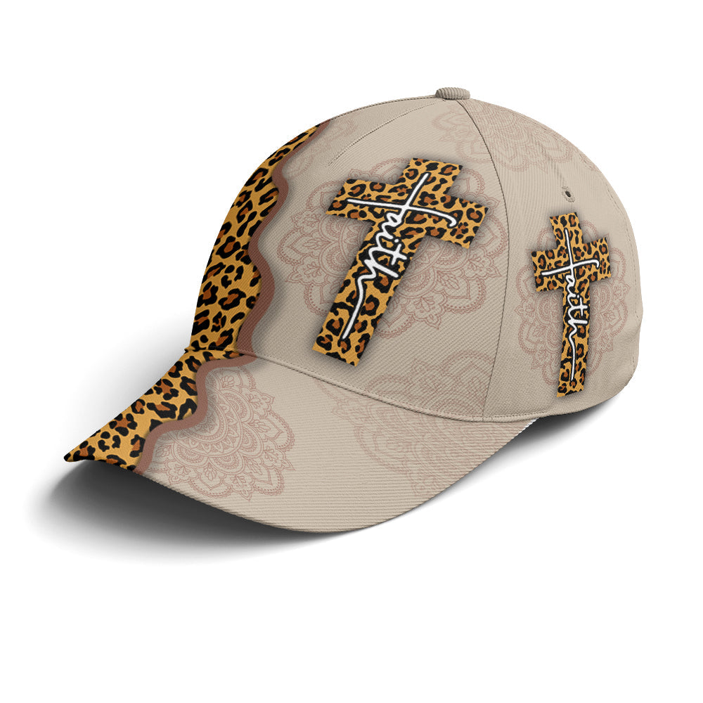 Leopard Crossover Faith Mandala Style Baseball Cap Trucker Hats Custom Hats Gifts For Men & Women