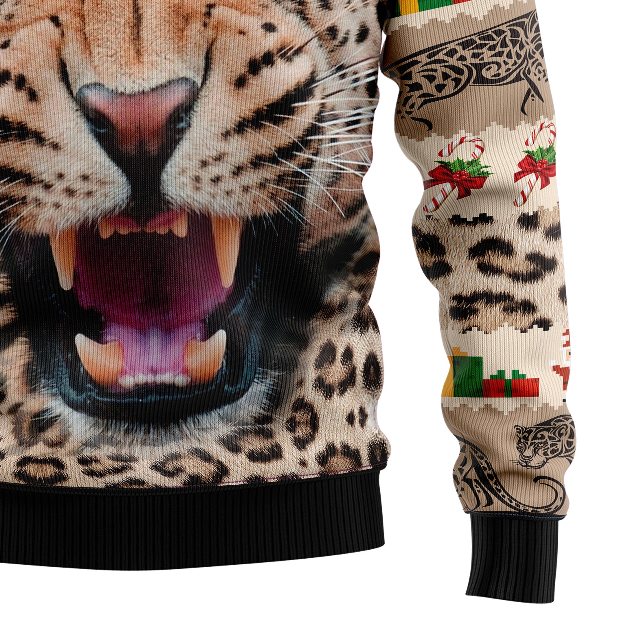 Leopard Cute Face Ugly Christmas Sweater - Image 4