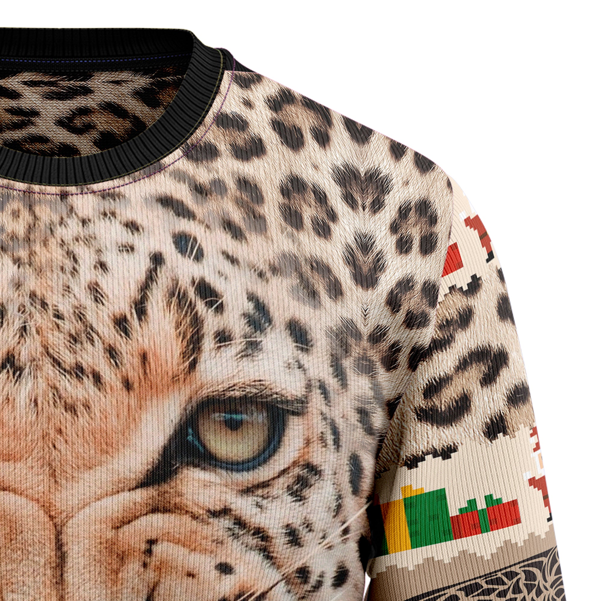 Leopard Cute Face Ugly Christmas Sweater - Image 3