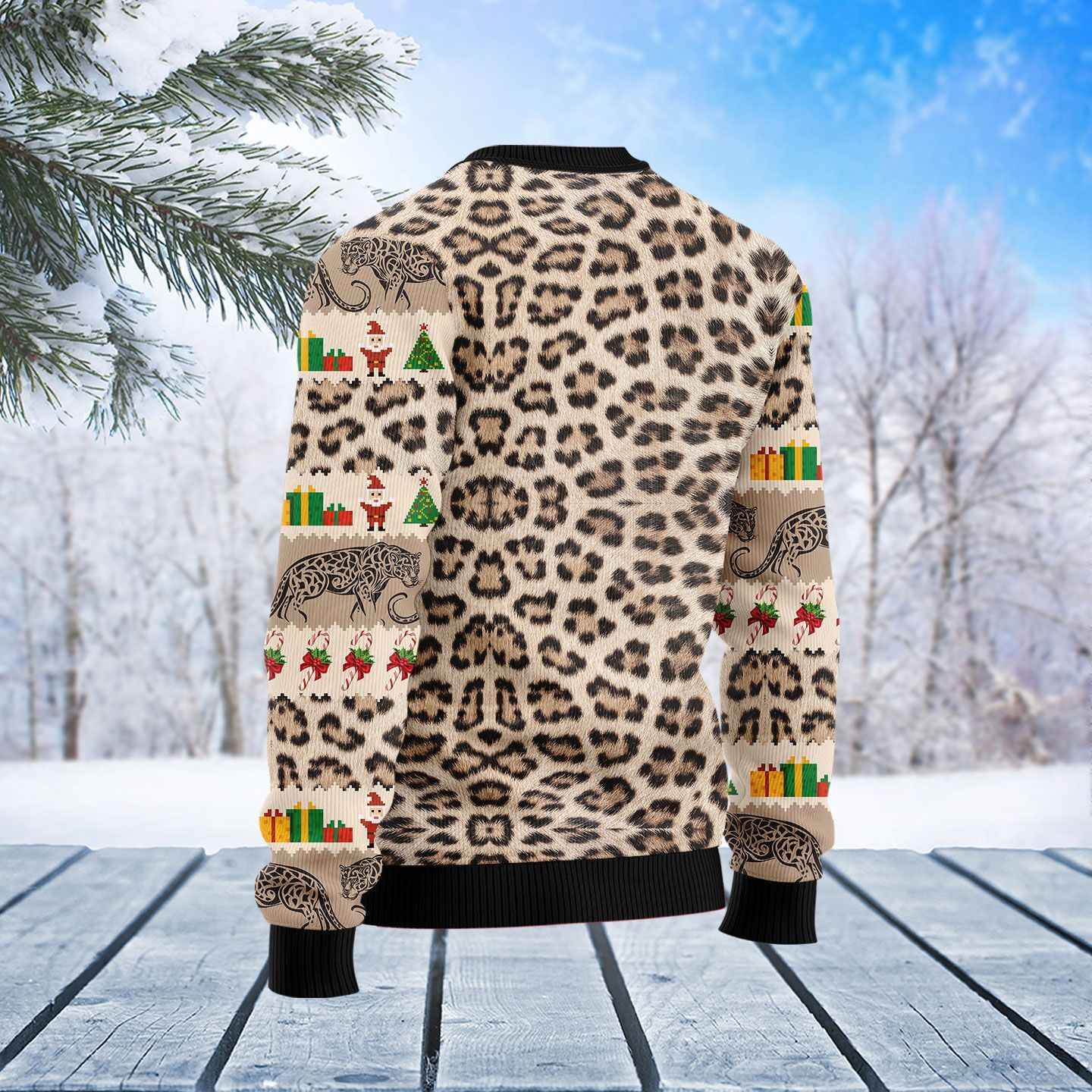 Leopard Cute Face Ugly Christmas Sweater Adult 3D Funny Matching for family