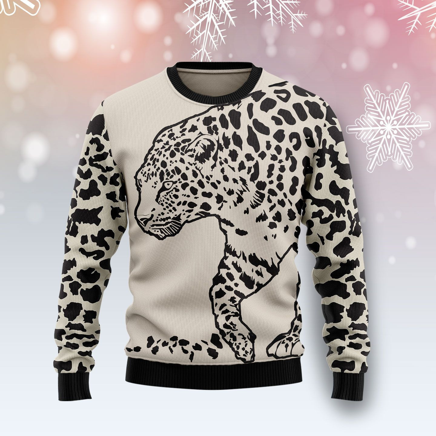 Leopard Pattern Ugly Christmas Sweater Adult 3D Funny Matching for family