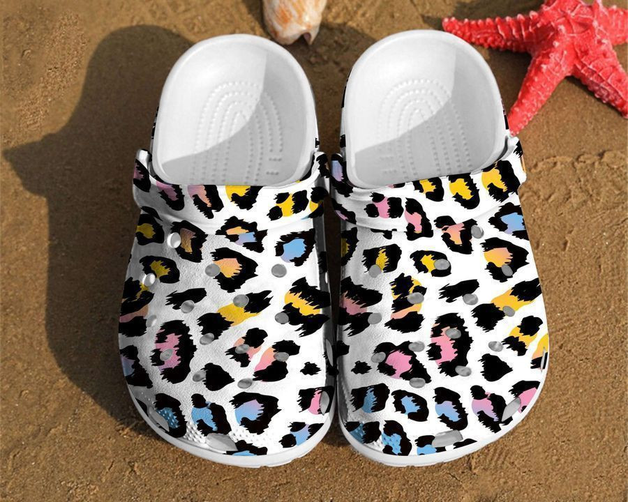 Leopard Print Colorful Glitter Fur Cheetah Gift clog Shoes