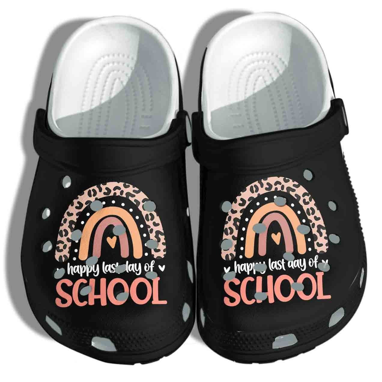 Leopard Rainbow Shoes - Kindergarten Teacher Last Day Of School Clog Gift