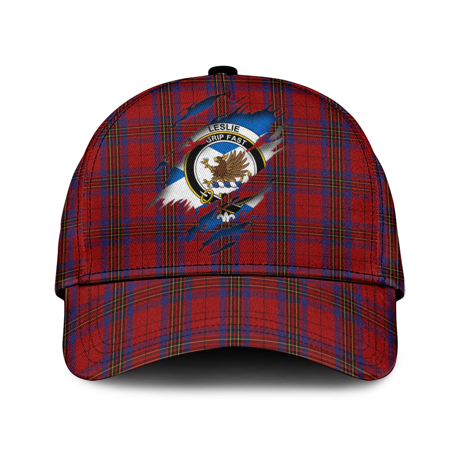 Leslie Red Tartan Plaid Cap, Family Crest In Me Style Tartan Baseball Cap TS23 Trucker Hats Custom Hats Gifts For Men & Women