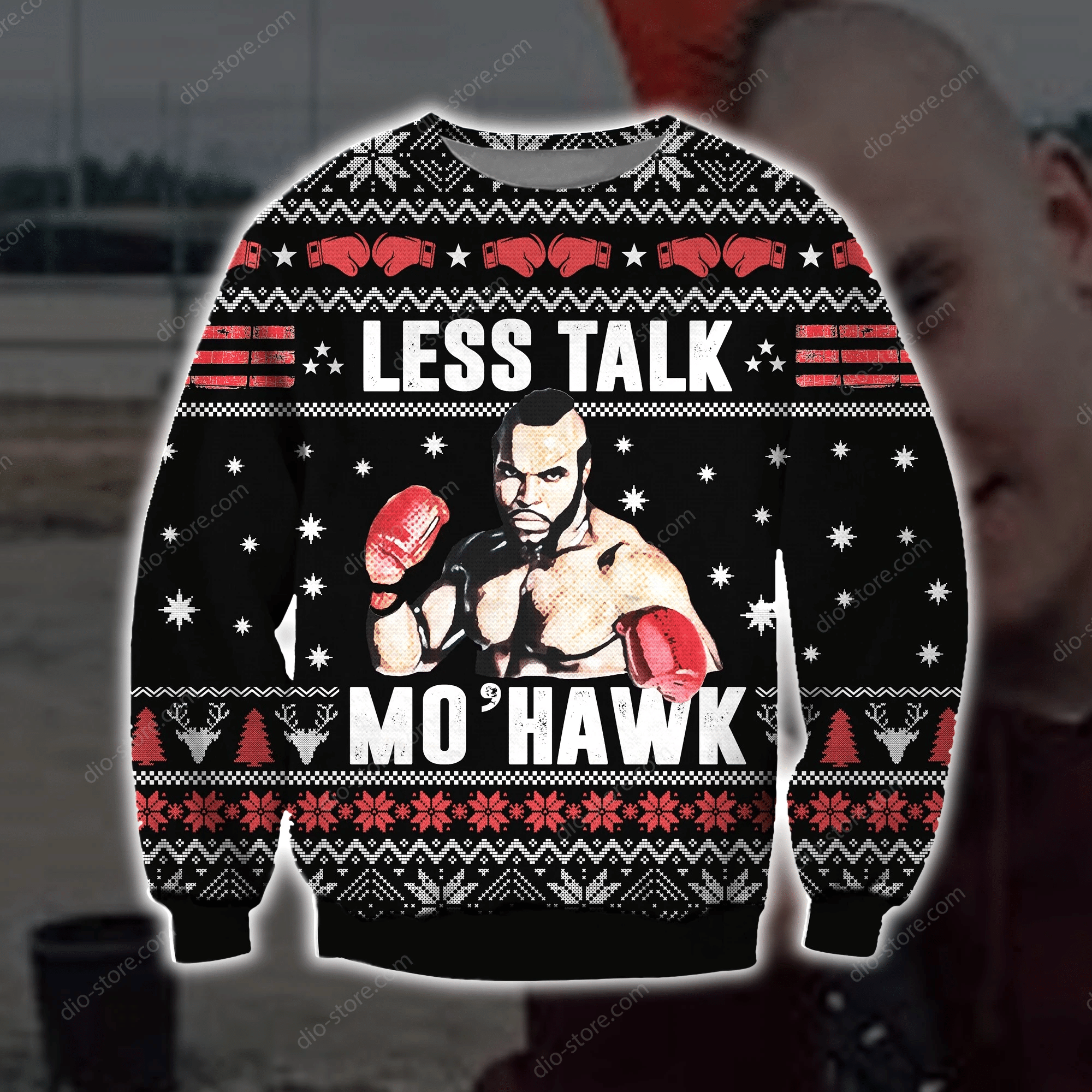 Less Talk More Mohawk Knitting Pattern 3D Print Ugly Christmas Sweater Adult 3D Funny Matching for family