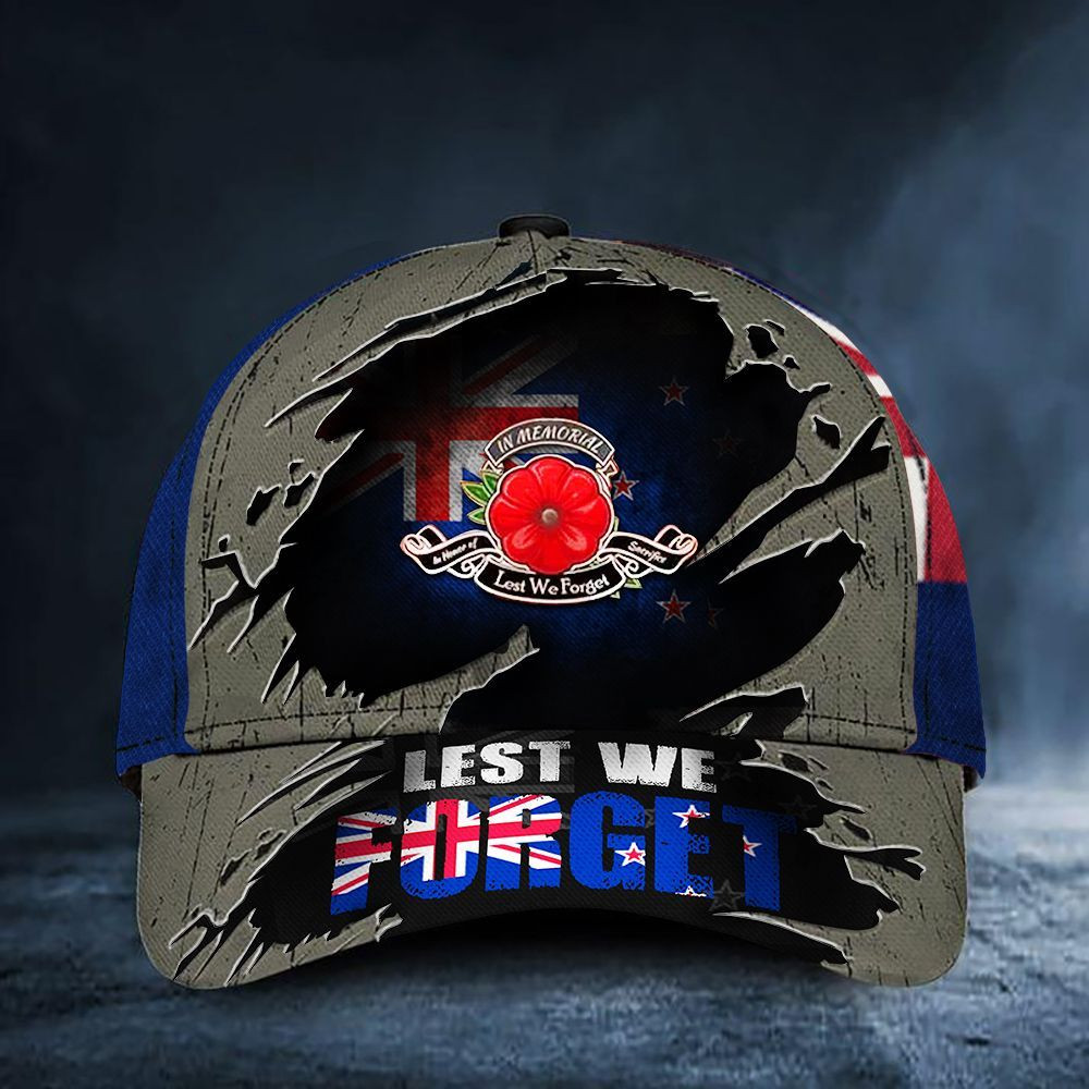 Lest We Forget New Zealand Flag Hat Patriotic Remembrance Anzac Day Veteran Gift Trucker Hats Custom Hats Gifts For Men & Women