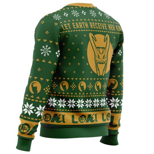 Let Earth Receive Her King Lokis Ugly Christmas Sweater, Christmas Sweater - Image 8