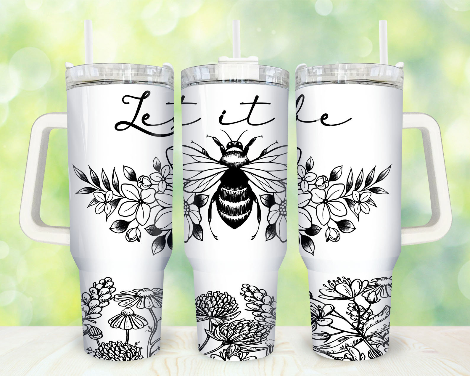 Let it Bee Floral Custom Stanley Cup 40 oz 30 oz Tumbler With HandleTVC2301859