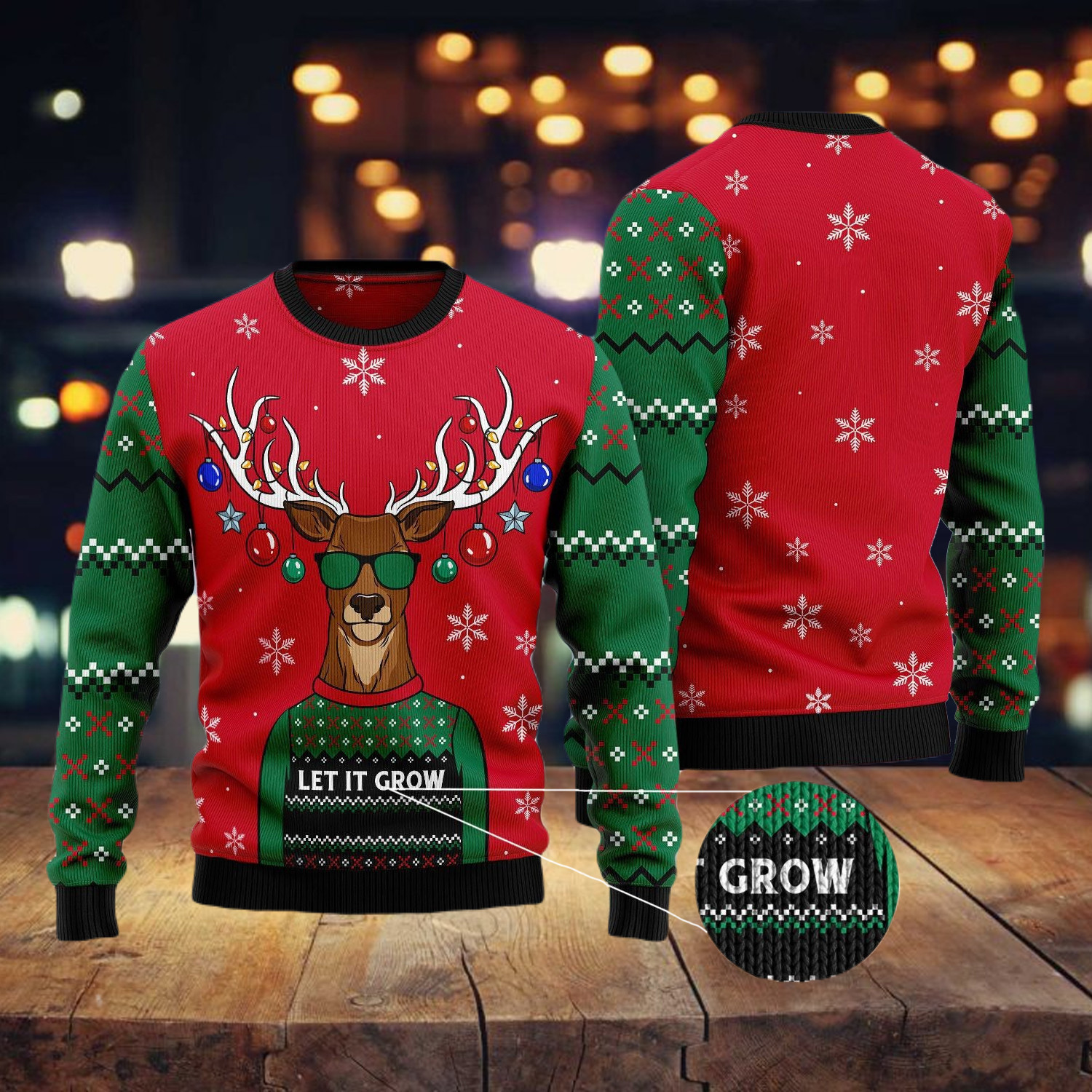 Let It Glow Christmas Ugly Christmas Sweater Adult 3D Funny Matching for family