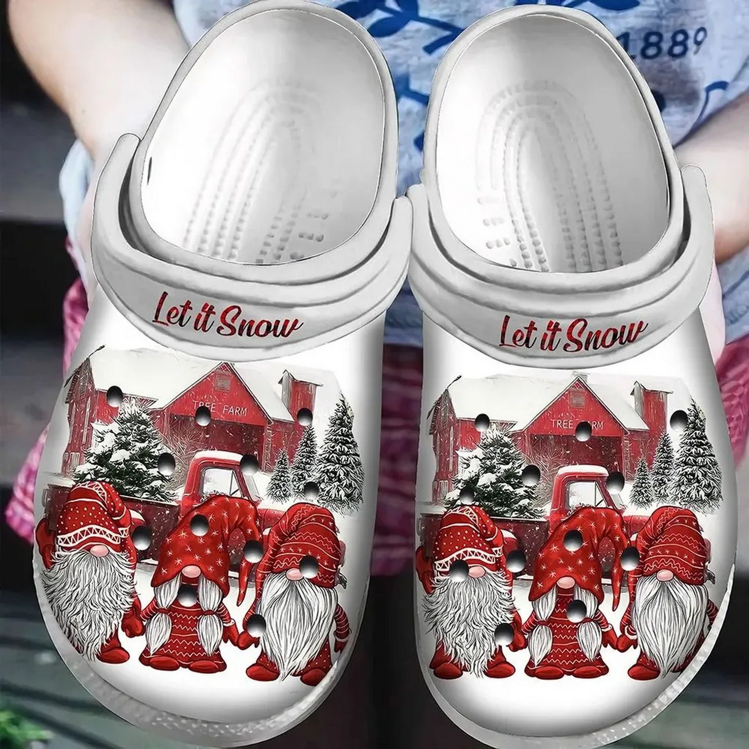 Let It Snow Gnome Christmas Crocs Crocband Clogs Shoes Comfortable For Men Women and Kids