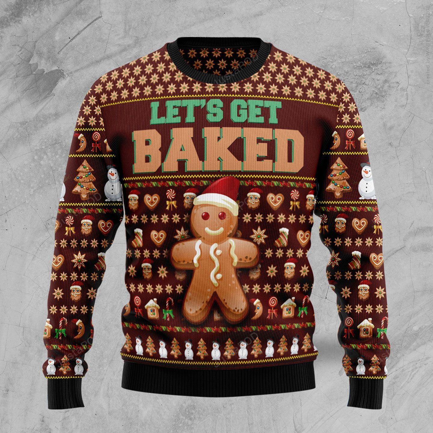 Let?S Get Baked Christmas Ugly Christmas Sweater Adult 3D Funny Matching for family