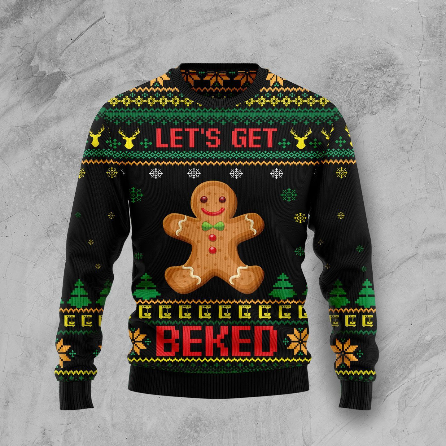 Let'S Get Baked Ugly Christmas Sweater Adult 3D Funny Matching for family