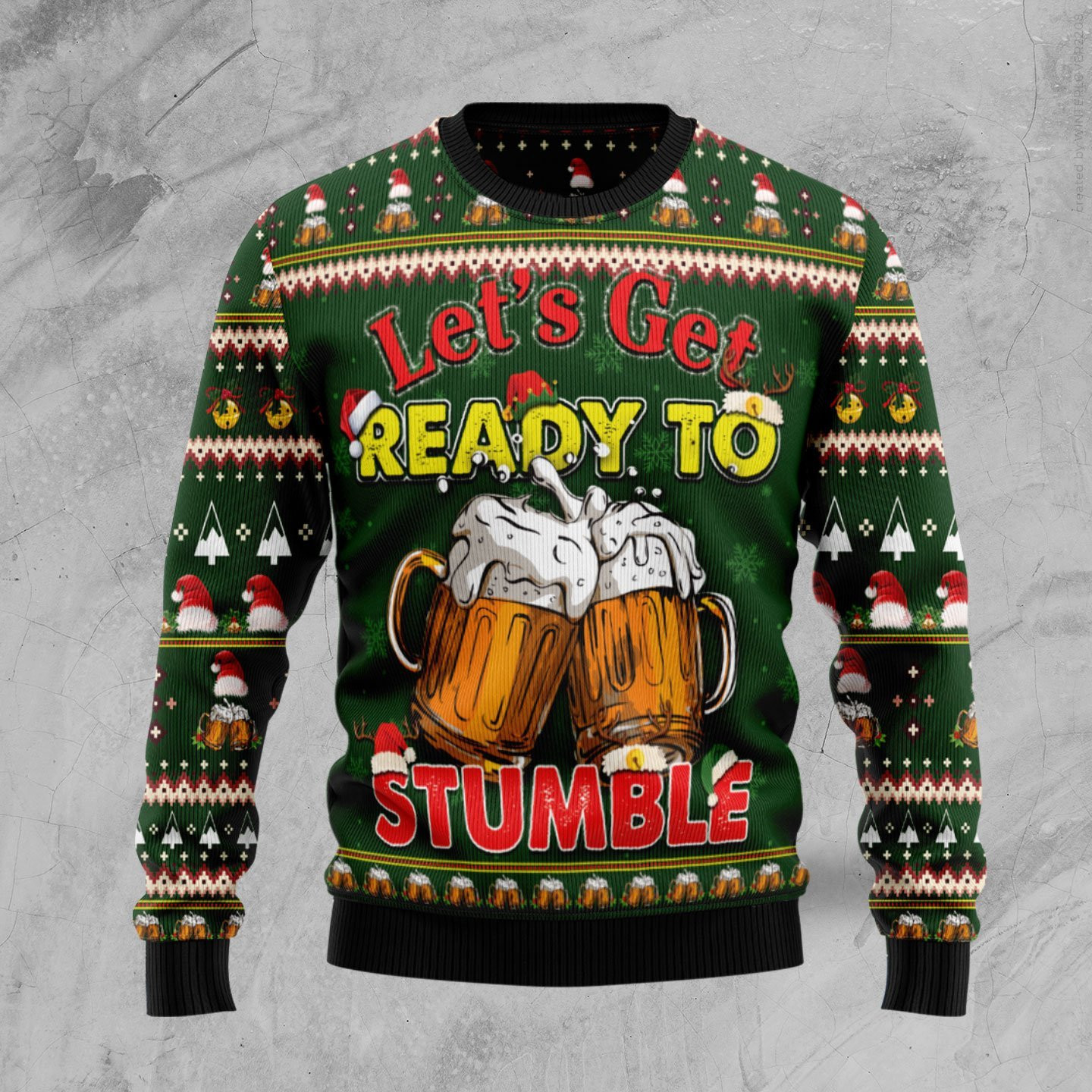 Lets Get Ready To Stumble Beer Ugly Christmas Sweater Adult 3D Funny Matching for family